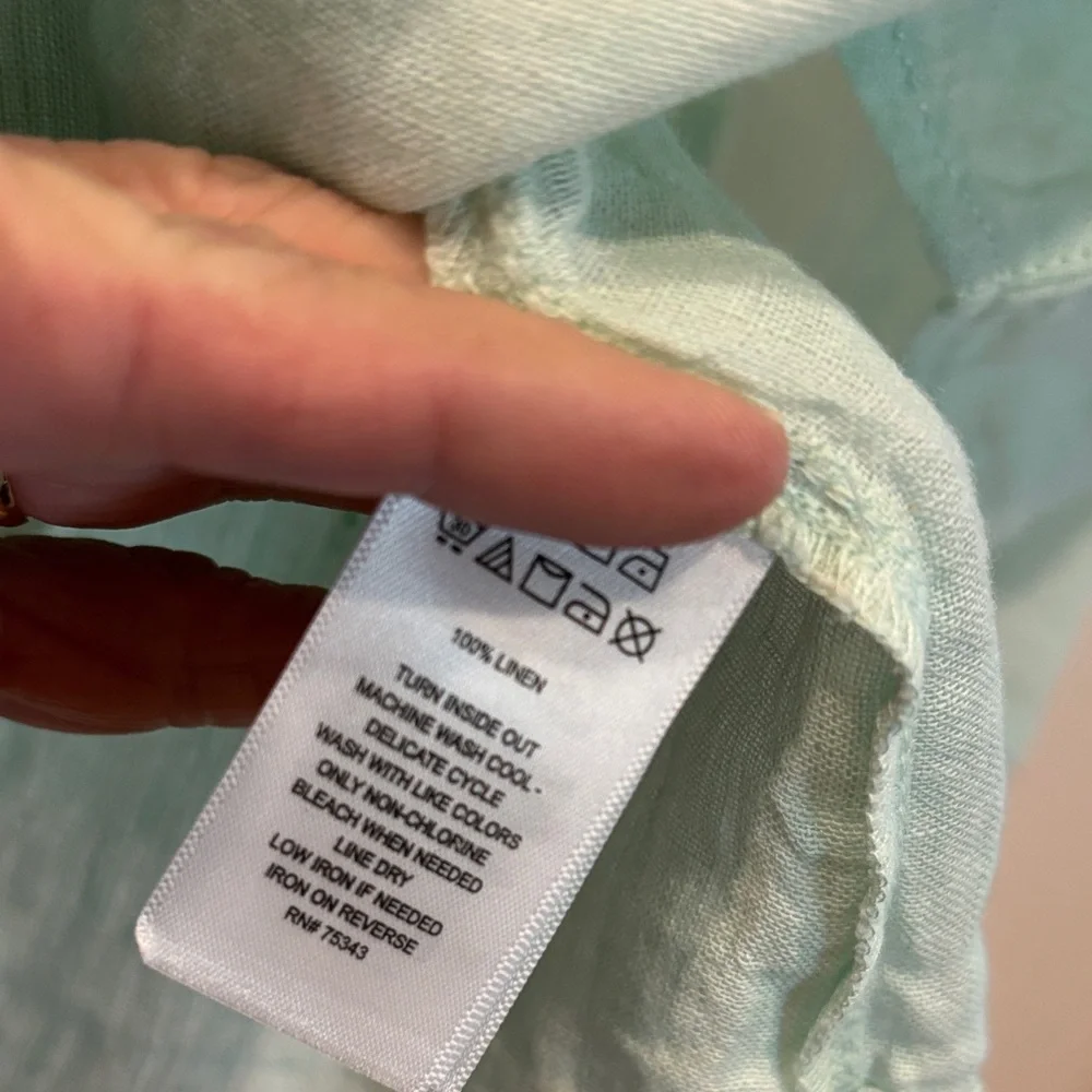 Sigrid Olsen Pale Green Linen Top, M - Picture 7 of 7